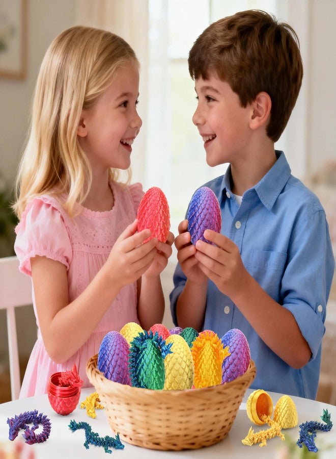 KZPPZ 4PCS 3D Printed Dragon Eggs with Dragon Inside, Class Valentines Day Gifts for Kids, Easter Basket Stuffers for Teens Kids, Plastic Prefilled Easter Eggs Bulk, Easter Egg Fillers Toys for Girls Boys - Image 2